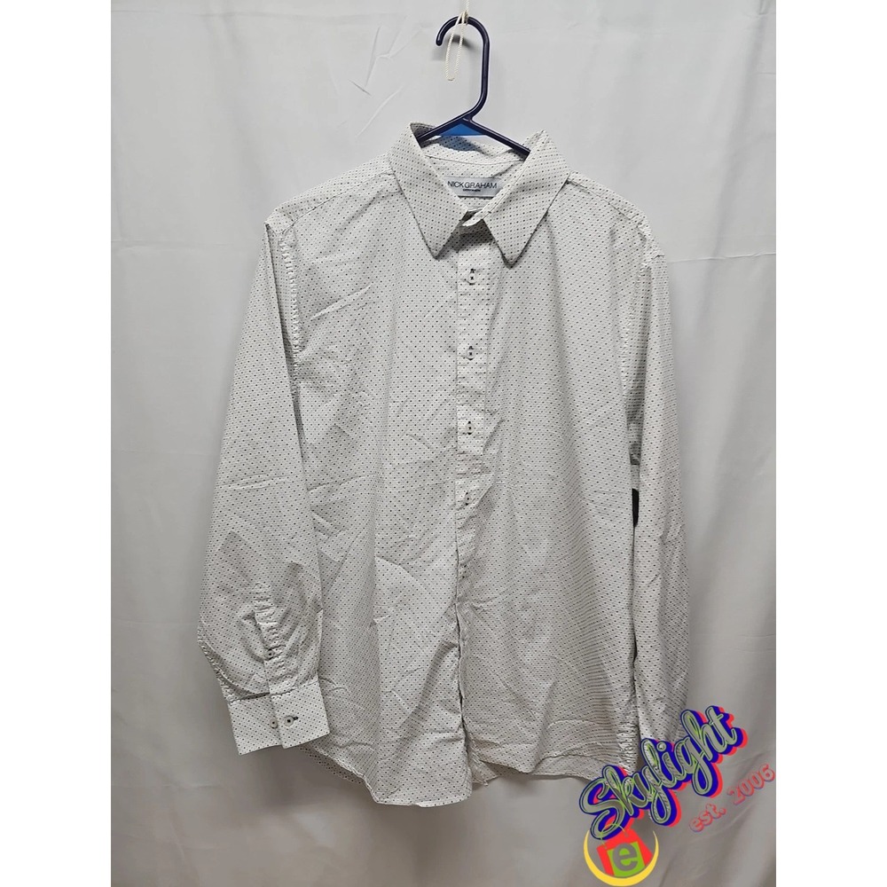 Nick Graham‎ Men's White Everywhere Modern Fit Stretch Shirt 17-17.5 / 34-35 Xl